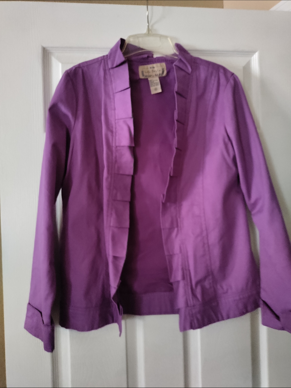 Ruffled Purple Open-Front Blazer Jacket